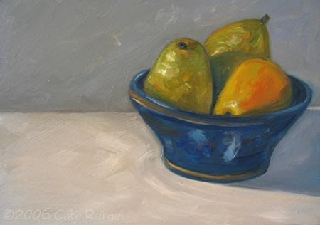 Pears in Blue Bowl � Cate Rangel